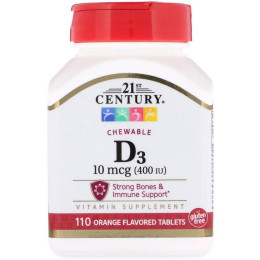 21st Century Витамин Д3 Vitamin D3 Chewable 400 IU 110tablets (Orange) 21st Century