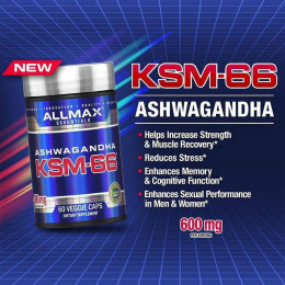 Ашваганда AllMax Ashwagandha KSM-66 600 mg 60 Veggie Caps (300 mg per Capsule) AllMax Nutrition