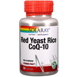 Красный дрожжевой рис + коэнзим Q10 Solaray (Red Yeast Rice Co-enzyme Q10) 90 капсул