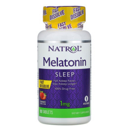 Мелатонин быстрого высвобождения Natrol (Melatonin fast disolve) со вкусом клубники 1 мг 90 таблеток