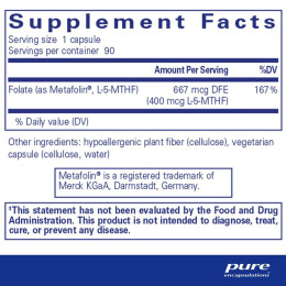 Фолат Pure Encapsulations (Folate) 400 мкг 90 капсул