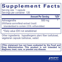 Ашваганда Pure Encapsulations (Ashwagandha) 120 капсул