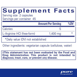 Аргинин Pure Encapsulations (L-Arginine) 90 капсул