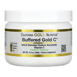 Забуференный витамин C некислый аскорбат натрия California Gold Nutrition (Buffered Gold C Non-Acidic Vitamin C Powder Sodium Ascorbate) 238 г