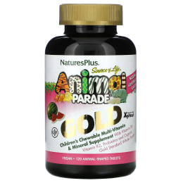 Source of Life, Animal Parade Gold, детские конфеты с мультивитаминами и минералами, вкус арбуза, Nature's Plus, 120 животных