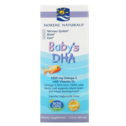 ДГК для детей с витамином Д, Baby's DHA Liquid, Nordic Naturals, 3, 2 жидких унций (60 мл)