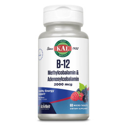 B-12 Methylcobalamin and Adenosylcobalamin 2000mcg - 60 tabs KAL