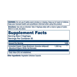 Fermented Chaga Mushroom 1000mg - 60 vcaps Solaray