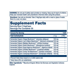 Org Grown Mushroom Complete 1200mg - 60 vcaps Solaray