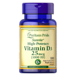 Vitamin D3 25mcg 1000IU - 100softgels Puritans Pride