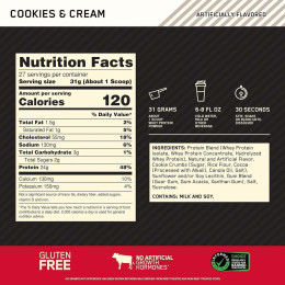 Протеин Optimum Gold Standard 100% Whey 908 g (Cookies cream) Optimum Nutrition