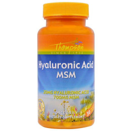 Гиалуроновая кислота с МСМ Thompson Hyaluronic Acid - MSM, 30 Capsules Thompson