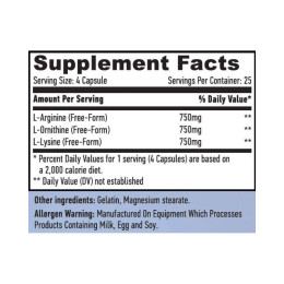 L-Arginine/L-Ornithine/L-Lysine 100 caps