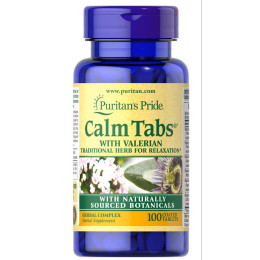 Calm Tabs with Valerian, Passion Flower, Hops, Chamomile 100 Tablets Puritan's Pride