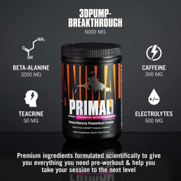 Передтренувальний комплекс Universal Nutrition Animal Primal Powder Pre workout 507.5 g (Strawberry Watermelon) Universal