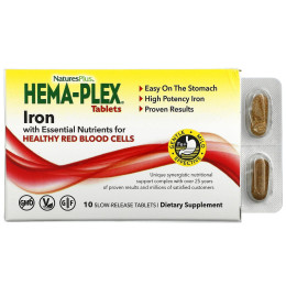 Комплекс для поддержания оптимального здоровья крови Nature's Plus (Hema-Plex) 10 вегетарианских таблеток