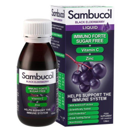 Сироп для иммунитета Черная бузина + витамин С + цинк Sambucol (Immuno Forte Liquid Sugar Free) 120 мл