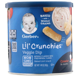 Кукурузные палочки с зеленью и овощами, Lil' Crunchies, Gerber, 42 г