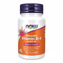 VIT D-3 5000 IU Chewable Mint - 120 Chewables Now Foods