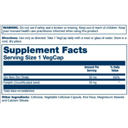 Zinc Citrate 50mg - 60 vcaps Solaray