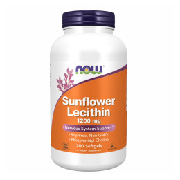 Подсолнечный лецитин, Sunflower Lecithin 1200mg - 200 sgels Now Foods