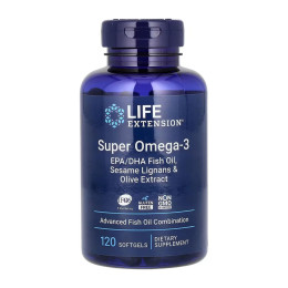 Super Omega-3 EPA/DHA Fish Oil Sesame Lignans & Olive Extract - 120 softgels Life Extension