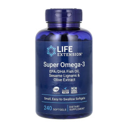 Super Omega-3 EPA/DHA Fish Oil Sesame Lignans & Olive Extract	- 240 softgels Life Extension