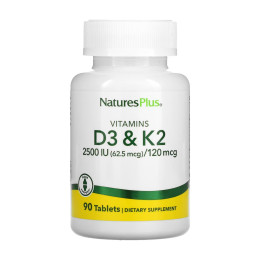 Vit D3 K2 2500 IU/120 mcg - 90 tabs Natures Plus