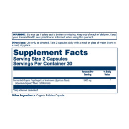 Org Grown Fermented Royal Agaricus 500mg - 60 caps Solaray