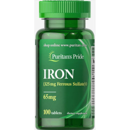 Iron Ferrous Sulfate 65 mg - 100 Tablets Puritans Pride