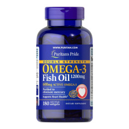 Double Strength Omega-3 Fish Oil 1200 mg/600 mg -180 Softgels Puritans Pride