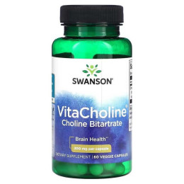 Холин битартрат Swanson VitaCholine Choline Bitartrate, 300 mg, 60 Veggie Capsules Swanson