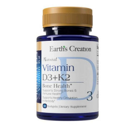 Vitamin D3 + K2 60softgels Earth's Creation