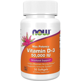 Max Potency Vitamin D-3 50,000 IU 50 Softgels NOW