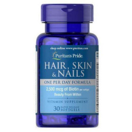 Для волосся, шкіри, нігтів Puritan's Pride Hair, Skin & Nails One Per Day Formula 30 Softgels Puritan's Pride