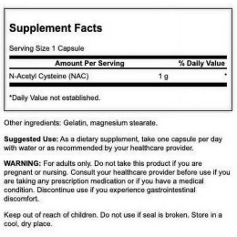 N-ацетил цистеїн Swanson N-Acetyl Cysteine (NAC) 1000 mg 60 Veg Caps Swanson