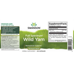 Корінь дикого ямсу Swanson Full Spectrum Wild Yam Root 400 mg 60 caps Swanson