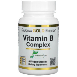 B-Комплекс базовый комплекс витаминов группы B California Gold Nutrition (Vitamin B Complex) 60 вегетарианских капсул