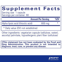 Альфа-липоевая кислота Pure Encapsulations (Alpha Lipoic Acid) 600 мг 60 капсул