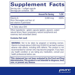 Вітамін А Pure Encapsulations (Vitamin A) 10000 МО 120 капсул