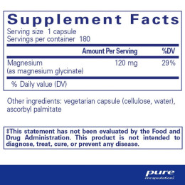 Магній Гліцинат Pure Encapsulations (Magnesium Glycinate) 120 мг 180 капсул