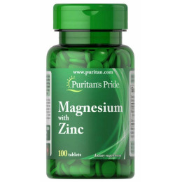 Магній Цинк Puritan's Pride (Magnesium with Zinc) 100 таблеток