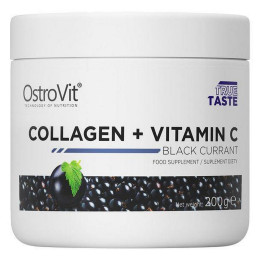 Коллаген и витамин С вкус черная смородина OstroVit (Collagen + Vitamin C) 200 г