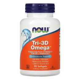 Риб'ячий жир Омега 3 + вітамін Д3 Now Foods (Tri-3D Omega) 90 капсул