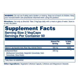 Vitamin C & Bioflavonoids 1:1 500mg - 100 vcaps Solaray