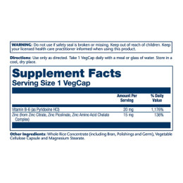 Bio Zinc 15mg - 100 vcaps Solaray