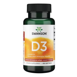 Vitamin D3 Highest Potency 5,000 IU (125 mcg) - 250 sgels Swanson