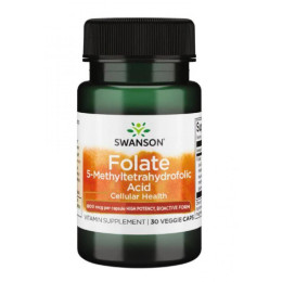 Фолієва кислота, Folate 800mcg - 30veg caps Swanson