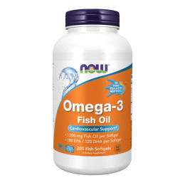 Omega-3 FO 1000mg 180/120 Fish Gelatin - 200 sgels Now Foods