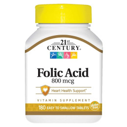 Фолиевая кислота 21st Century Folic Acid 800 mcg 180 Tablets 21st Century